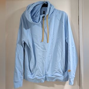 Fabletics Light Blue Hoodie with Yellow Drawcords